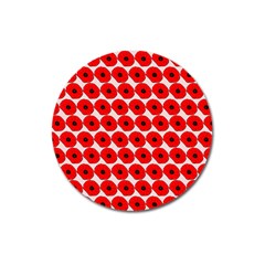 Red Peony Flower Pattern Magnet 3  (round)