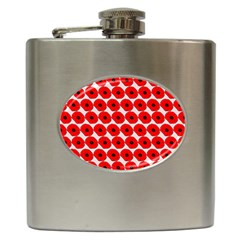 Red Peony Flower Pattern Hip Flask (6 Oz) by GardenOfOphir