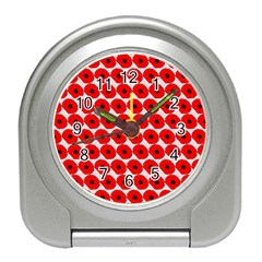 Red Peony Flower Pattern Travel Alarm Clocks