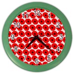 Red Peony Flower Pattern Color Wall Clocks Front