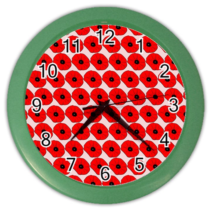 Red Peony Flower Pattern Color Wall Clocks