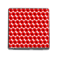 Red Peony Flower Pattern Memory Card Reader (square) by GardenOfOphir