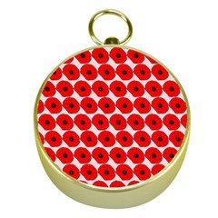 Red Peony Flower Pattern Gold Compasses