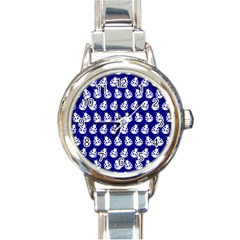 Ladybug Vector Geometric Tile Pattern Round Italian Charm Watches by GardenOfOphir