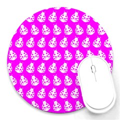 Ladybug Vector Geometric Tile Pattern Round Mousepads by GardenOfOphir