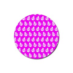 Ladybug Vector Geometric Tile Pattern Rubber Coaster (round) 