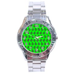 Ladybug Vector Geometric Tile Pattern Stainless Steel Men s Watch