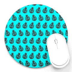 Ladybug Vector Geometric Tile Pattern Round Mousepads by GardenOfOphir