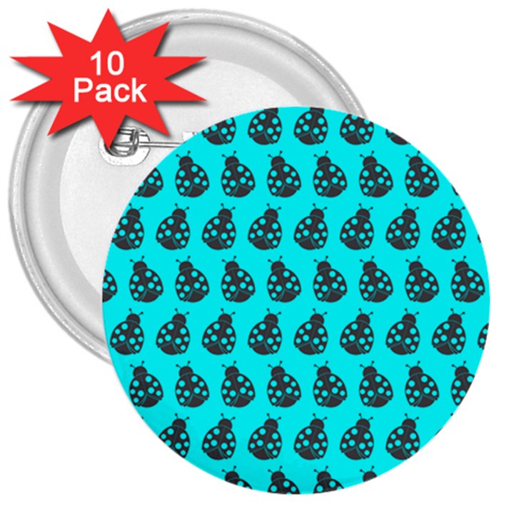 Ladybug Vector Geometric Tile Pattern 3  Buttons (10 pack) 