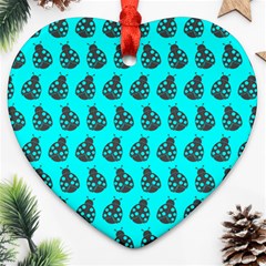 Ladybug Vector Geometric Tile Pattern Heart Ornament (2 Sides)