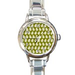 Ladybug Vector Geometric Tile Pattern Round Italian Charm Watches Front