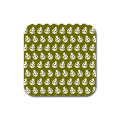 Ladybug Vector Geometric Tile Pattern Rubber Square Coaster (4 Pack) 