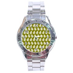 Ladybug Vector Geometric Tile Pattern Stainless Steel Men s Watch by GardenOfOphir