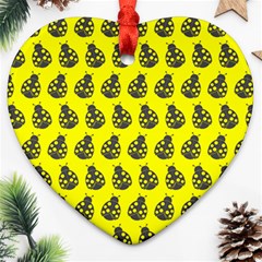 Ladybug Vector Geometric Tile Pattern Heart Ornament (2 Sides) by GardenOfOphir