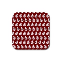 Ladybug Vector Geometric Tile Pattern Rubber Square Coaster (4 Pack)  by GardenOfOphir