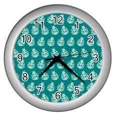 Ladybug Vector Geometric Tile Pattern Wall Clocks (silver)  by GardenOfOphir