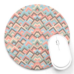 Trendy Chic Modern Chevron Pattern Round Mousepads by GardenOfOphir