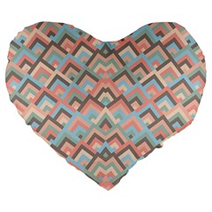 Trendy Chic Modern Chevron Pattern Large 19  Premium Flano Heart Shape Cushions by GardenOfOphir