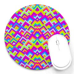 Colorful Trendy Chic Modern Chevron Pattern Round Mousepads by GardenOfOphir