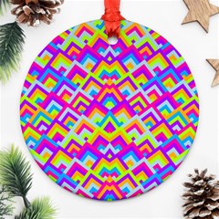 Colorful Trendy Chic Modern Chevron Pattern Ornament (round)  by GardenOfOphir