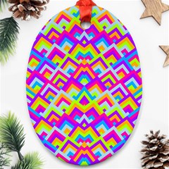 Colorful Trendy Chic Modern Chevron Pattern Ornament (oval)  by GardenOfOphir