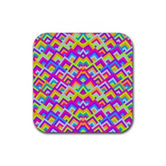 Colorful Trendy Chic Modern Chevron Pattern Rubber Coaster (square)  by GardenOfOphir