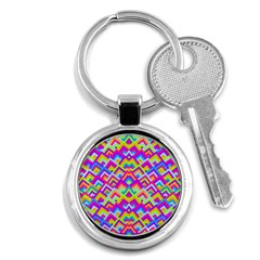 Colorful Trendy Chic Modern Chevron Pattern Key Chains (round)  by GardenOfOphir