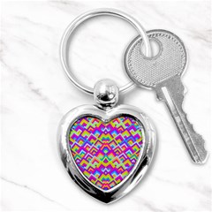 Colorful Trendy Chic Modern Chevron Pattern Key Chains (heart) 