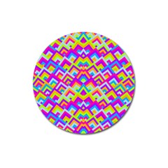 Colorful Trendy Chic Modern Chevron Pattern Magnet 3  (round) by GardenOfOphir