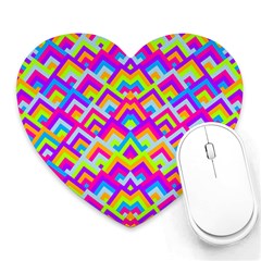 Colorful Trendy Chic Modern Chevron Pattern Heart Mousepads by GardenOfOphir