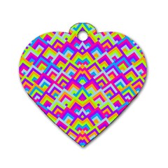 Colorful Trendy Chic Modern Chevron Pattern Dog Tag Heart (one Side) by GardenOfOphir