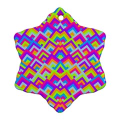 Colorful Trendy Chic Modern Chevron Pattern Ornament (snowflake)  by GardenOfOphir