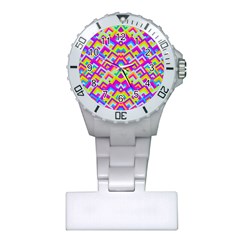 Colorful Trendy Chic Modern Chevron Pattern Nurses Watches by GardenOfOphir