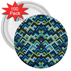 Trendy Chic Modern Chevron Pattern 3  Buttons (100 Pack)  by GardenOfOphir