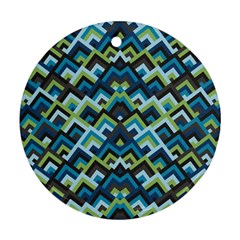 Trendy Chic Modern Chevron Pattern Round Ornament (two Sides) 