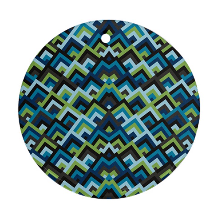 Trendy Chic Modern Chevron Pattern Round Ornament (Two Sides) 