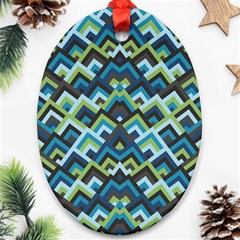 Trendy Chic Modern Chevron Pattern Oval Ornament (two Sides)