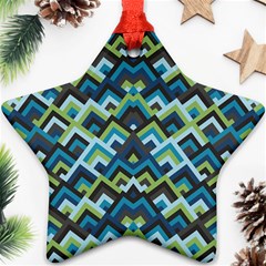 Trendy Chic Modern Chevron Pattern Star Ornament (Two Sides) 