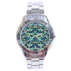 Trendy Chic Modern Chevron Pattern Stainless Steel Men s Watch