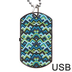 Trendy Chic Modern Chevron Pattern Dog Tag Usb Flash (two Sides)  by GardenOfOphir