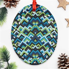 Trendy Chic Modern Chevron Pattern Ornament (Oval Filigree) 