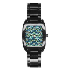 Trendy Chic Modern Chevron Pattern Stainless Steel Barrel Watch