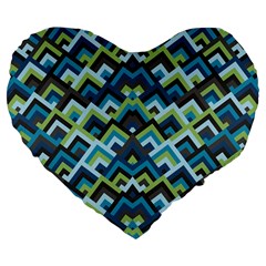 Trendy Chic Modern Chevron Pattern Large 19  Premium Flano Heart Shape Cushions