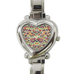 Trendy Chic Modern Chevron Pattern Heart Italian Charm Watch by GardenOfOphir