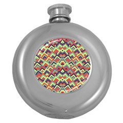 Trendy Chic Modern Chevron Pattern Round Hip Flask (5 Oz)