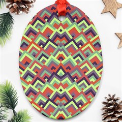 Trendy Chic Modern Chevron Pattern Oval Ornament (two Sides) by GardenOfOphir