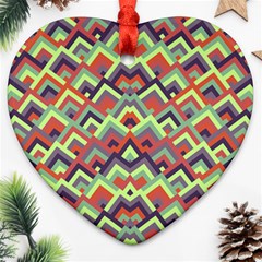 Trendy Chic Modern Chevron Pattern Heart Ornament (2 Sides) by GardenOfOphir