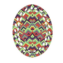 Trendy Chic Modern Chevron Pattern Oval Filigree Ornament (2-side) 