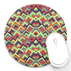 Trendy Chic Modern Chevron Pattern Round Mousepads by GardenOfOphir