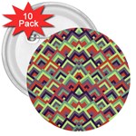 Trendy Chic Modern Chevron Pattern 3  Buttons (10 pack)  Front